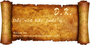 Dávid Kálmán névjegykártya