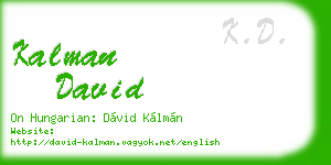 kalman david business card